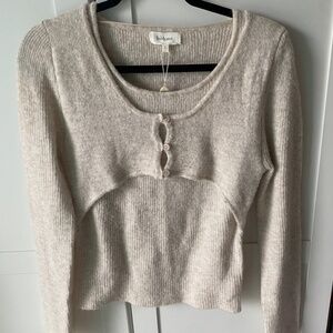 New With Tags- Bohme Button Front Cream Sweater Size S